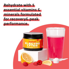 Glass with pink lemonade electrolyte drink ready in minutes