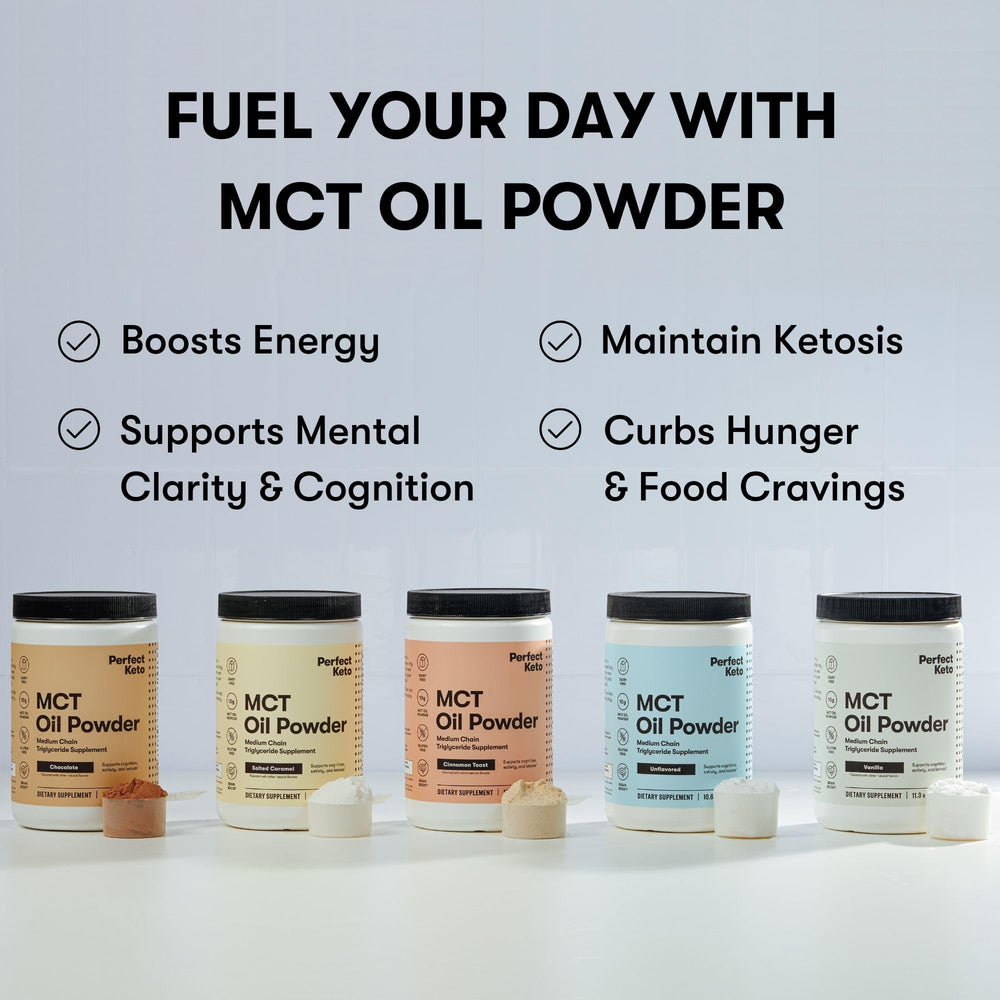 Close-up of coconut-derived MCT powder, a pure keto fat source.