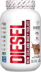 Perfect Sports Diesel whey bottle showing premium New Zealand protein quality for lean goals.