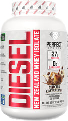 Perfect Sports Diesel NZ whey isolate mocha latte cappuccino bottle, smooth post-workout recovery