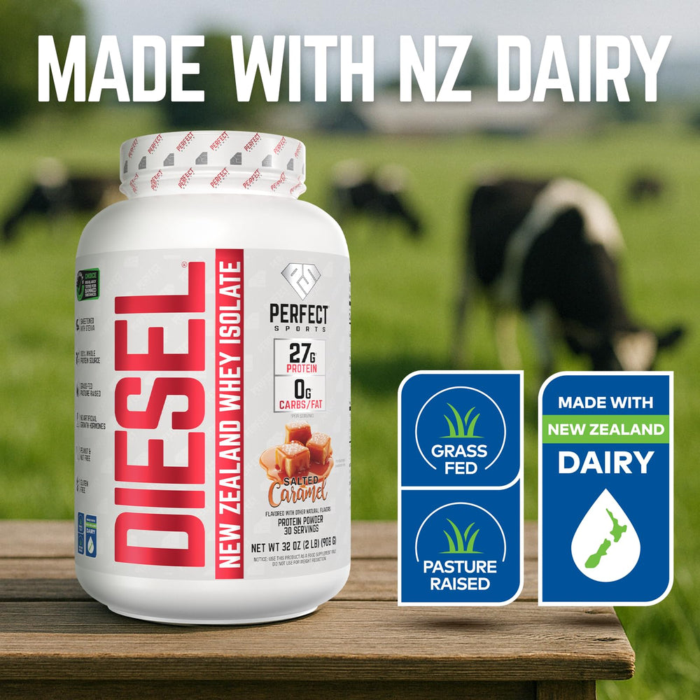 Diesel NZ whey isolate scoop poured into shaker shows smooth mix