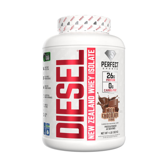 Perfect Sports Diesel Whey Isolate bottle for post-workout recovery.