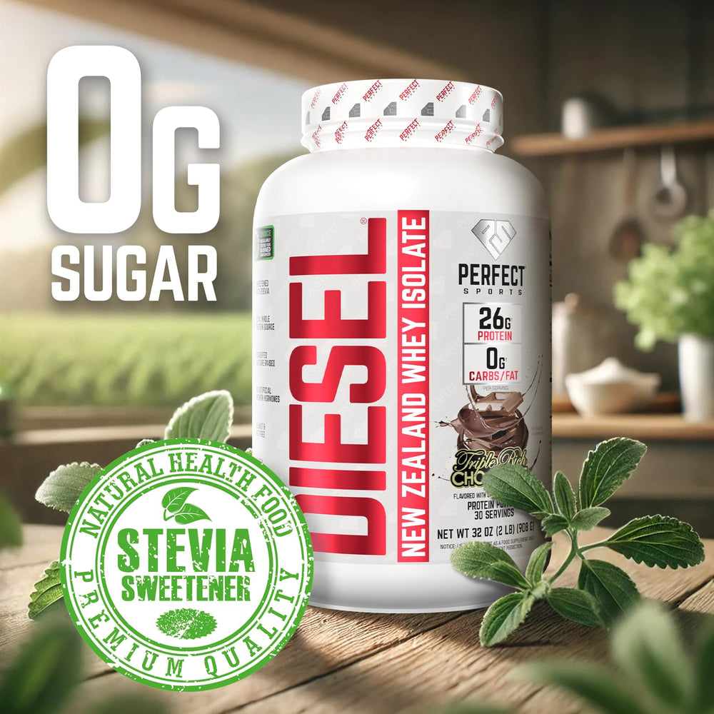Perfect Sports Diesel Whey Isolate being mixed in a shaker for a smooth shake.
