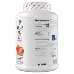 PERFECT SPORTS Diesel Whey Isolate strawberry shake beside a glass for a tasty snack.
