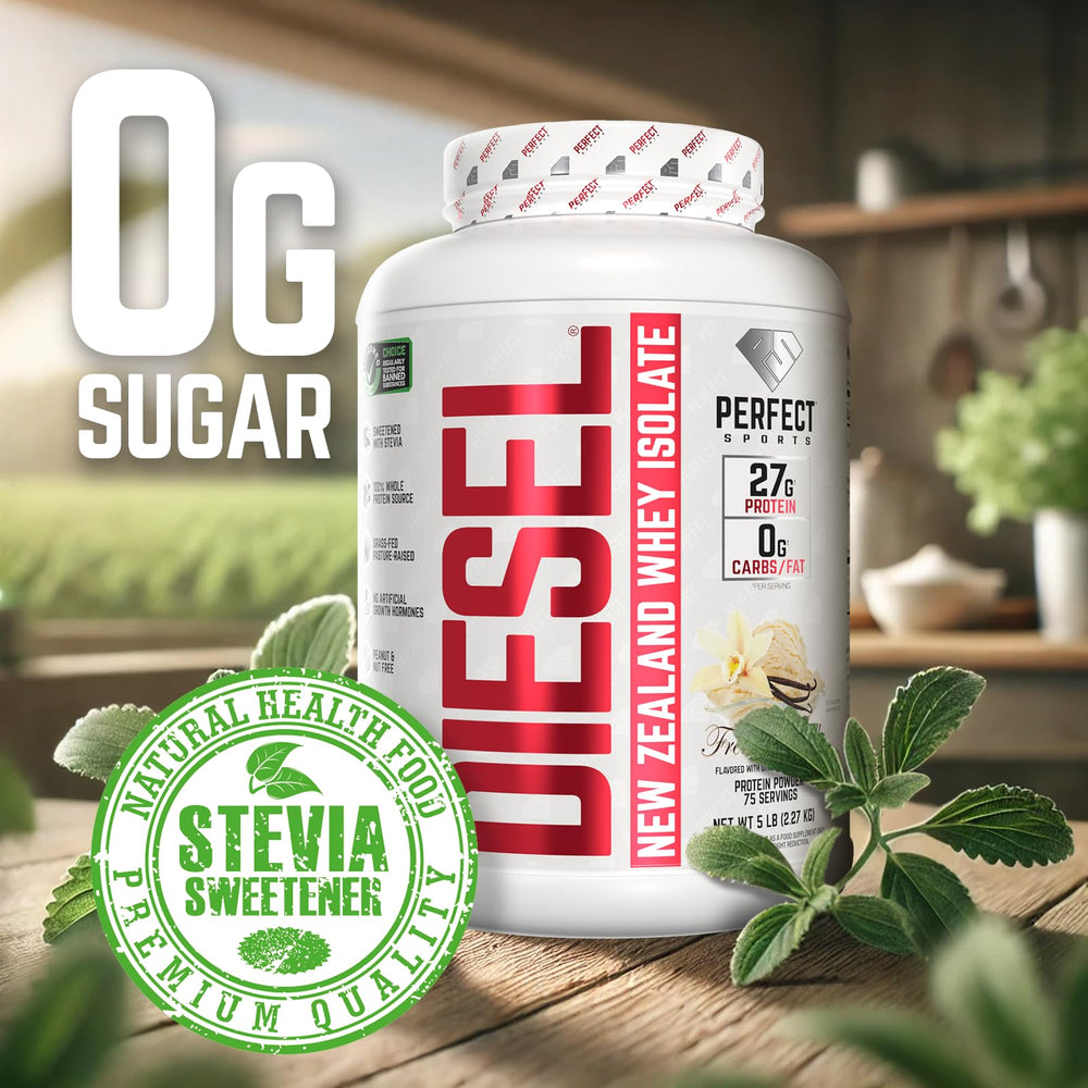 Creamy Diesel whey shake close up highlighting texture and flavor