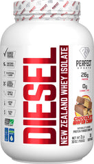 Perfect Sports Diesel whey isolate bottle with Chocolate Wafer Crisp description for a high protein post workout shake