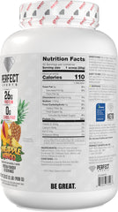 Perfect Sports Diesel shake pouring from a glass, pineapple mango flavor for post-workout recovery