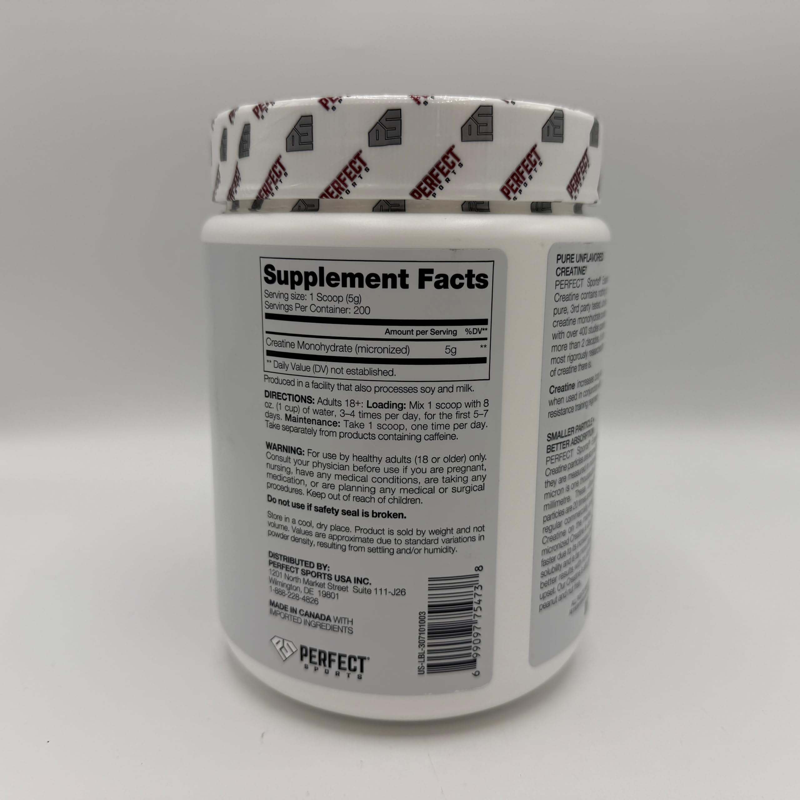 PERFECT SPORTS Essential Creatine scoop illustrating precise daily dosing.
