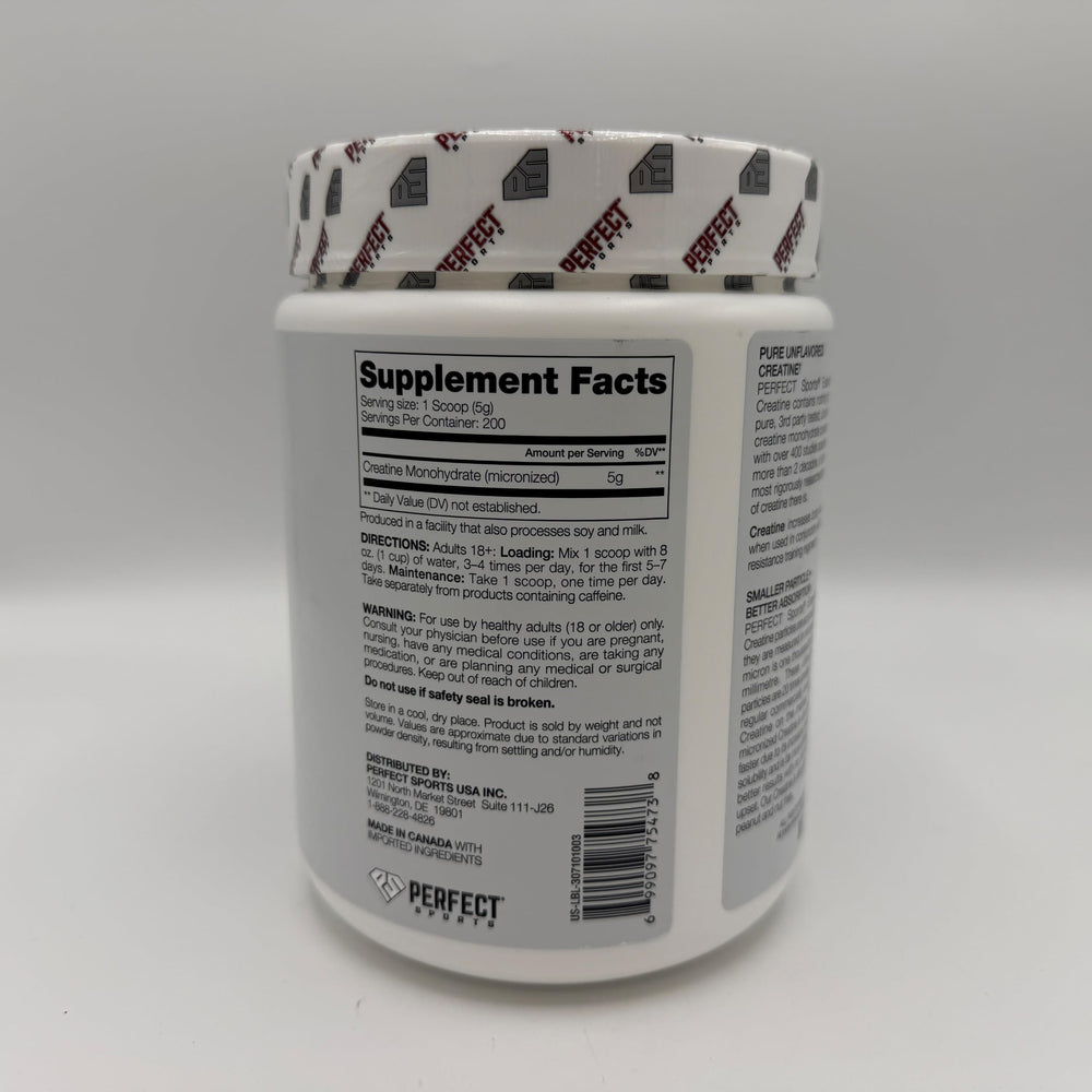PERFECT SPORTS Essential Creatine scoop illustrating precise daily dosing.