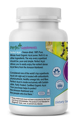 Perfect Supplements Acai capsules closeup highlighting freeze-dried berries