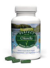 Perfect Supplements chlorella capsules front view — plant-based protein option for daily greens