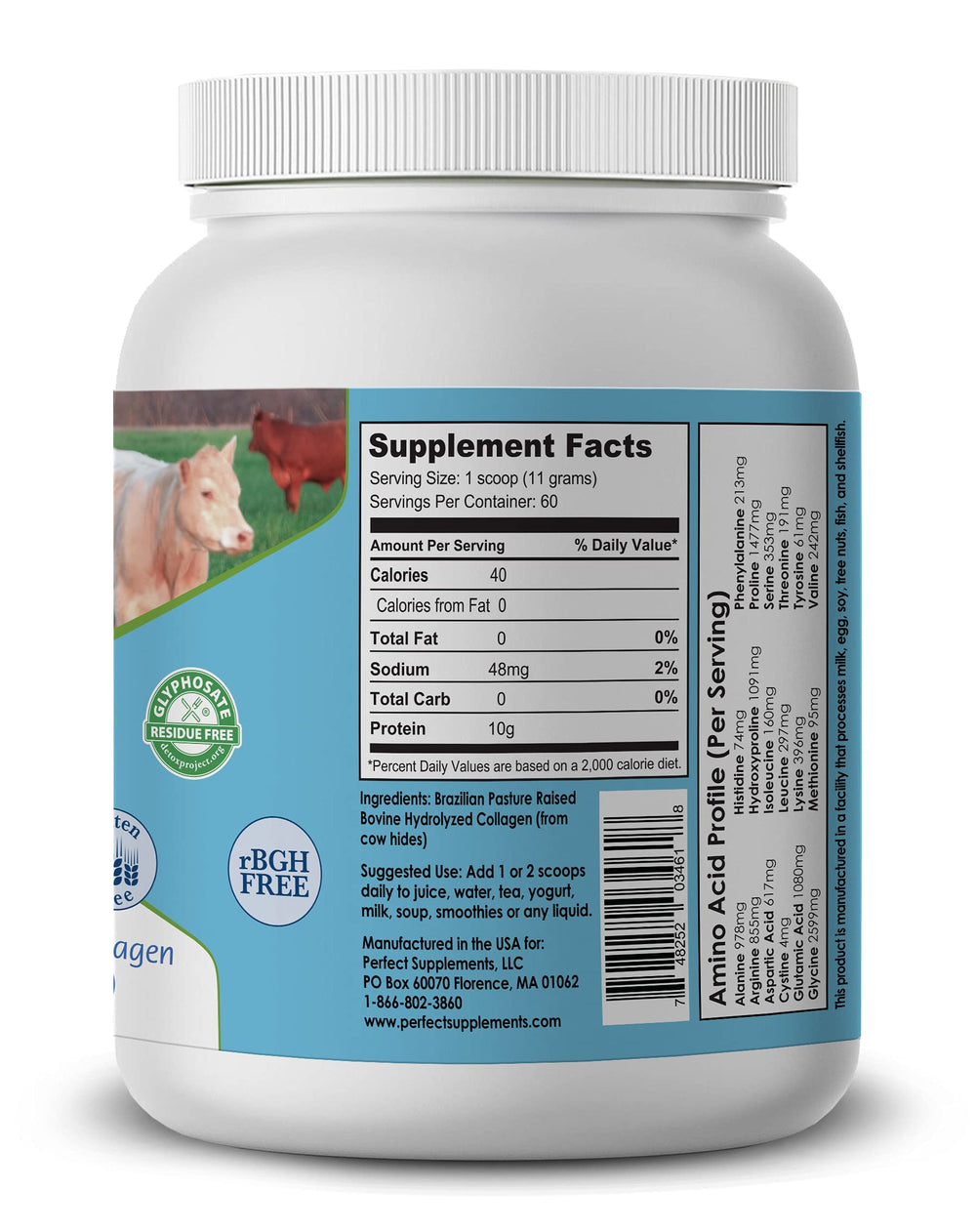 Scoop of collagen powder in glass demonstrating easy daily protein mix