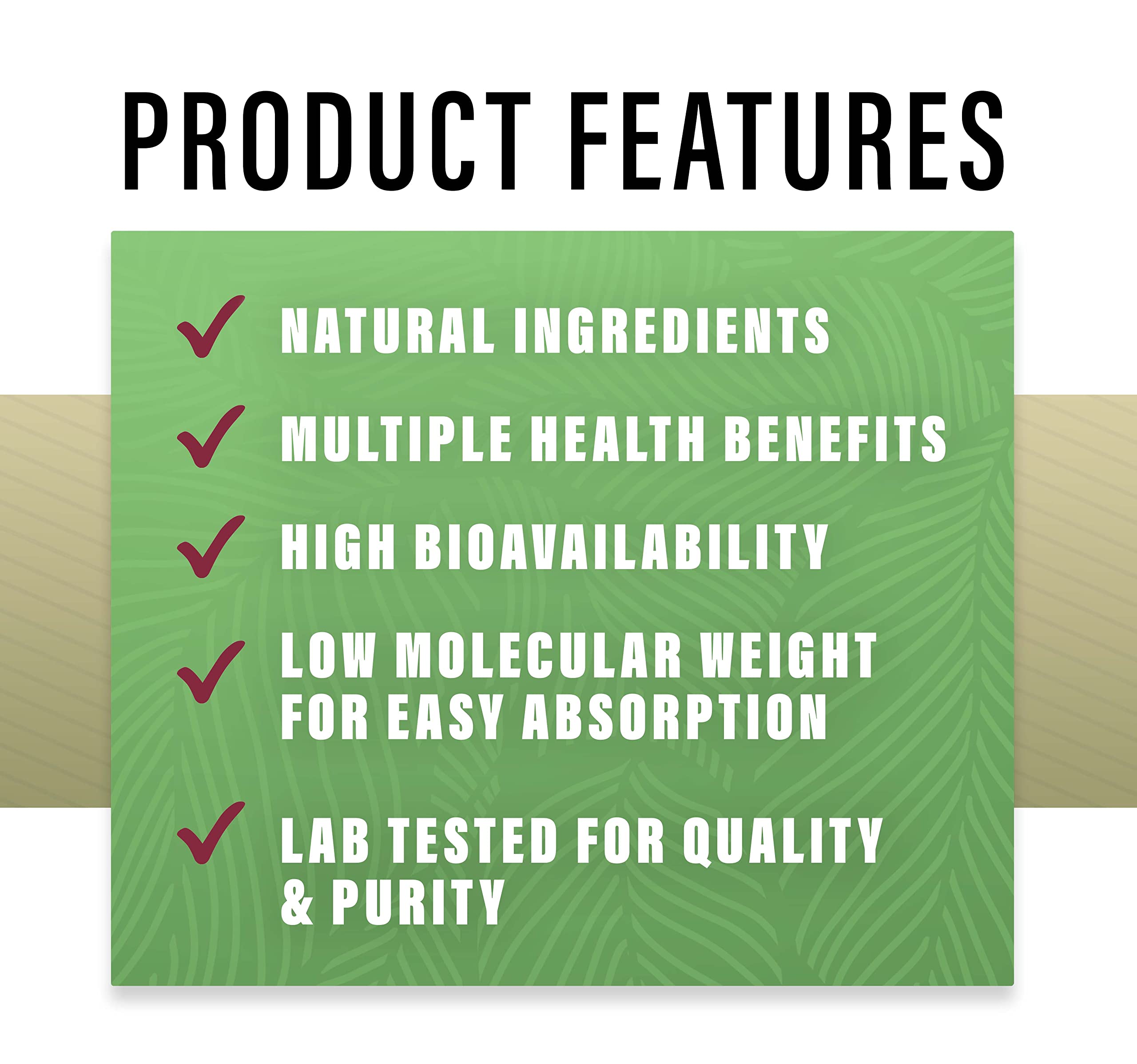 Brand badge highlighting lab-tested, glyphosate-free purity of collagen