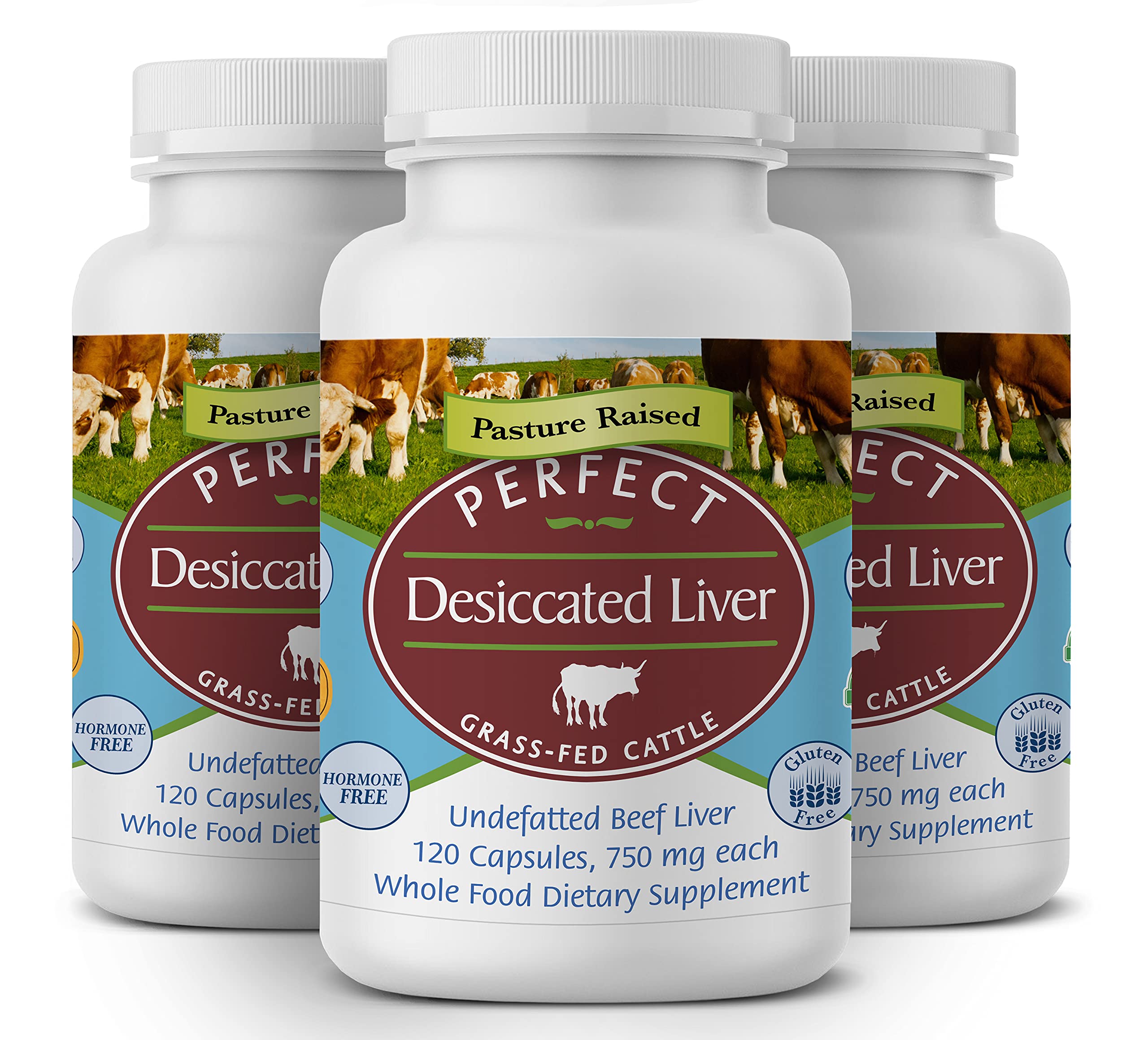 Perfect Supplements desiccated liver bottle front view highlights a convenient protein source.