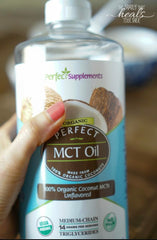 Perfect Supplements MCT Oil unscented pour spout for versatile use in recipes.