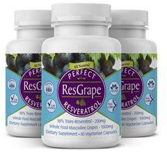 Perfect Supplements ResGrape bottle front for daily wellness with trans-resveratrol
