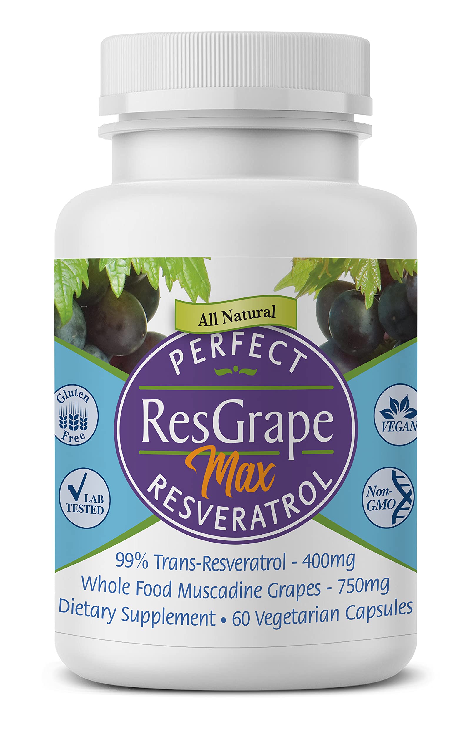 Perfect ResGrape Resveratrol MAX bottle for daily antioxidant support