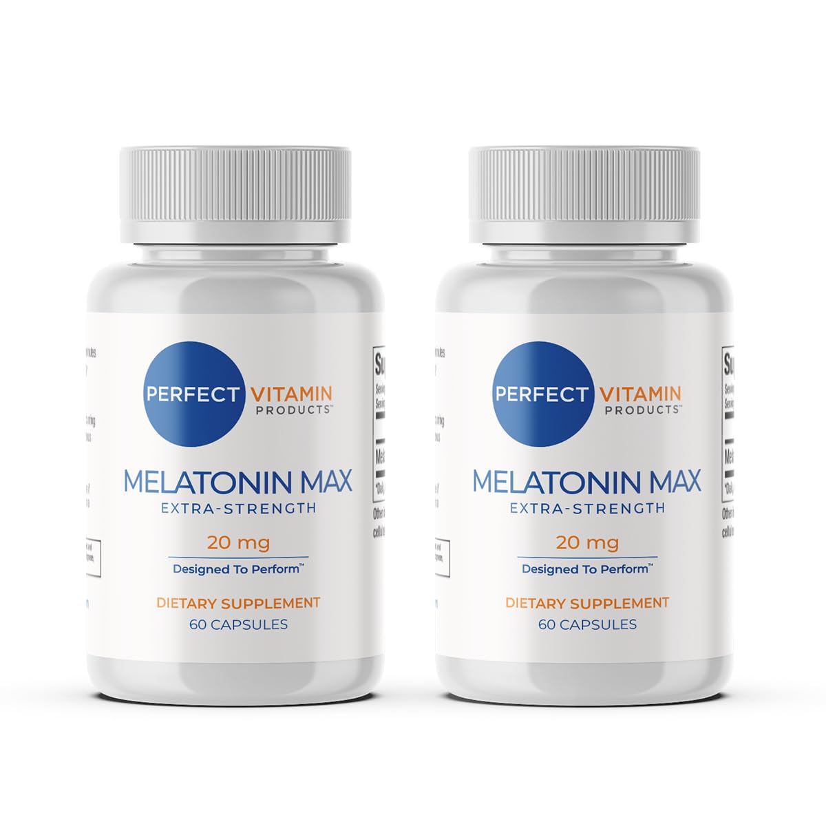 Perfect Vitamin Products melatonin 20mg bottle close-up for sleep support