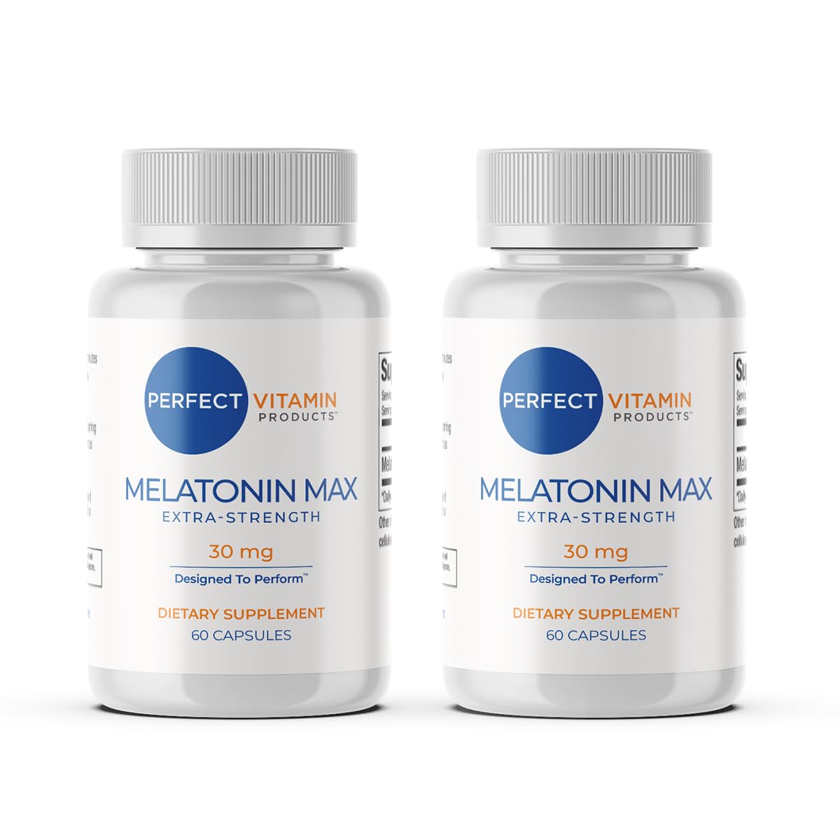 Perfect Vitamin Products melatonin 30mg capsule on bottle for a consistent sleep routine.