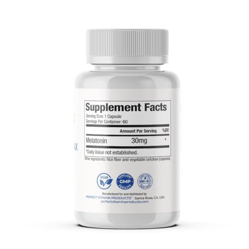 Made in USA stamp on Perfect Vitamin Products melatonin box.