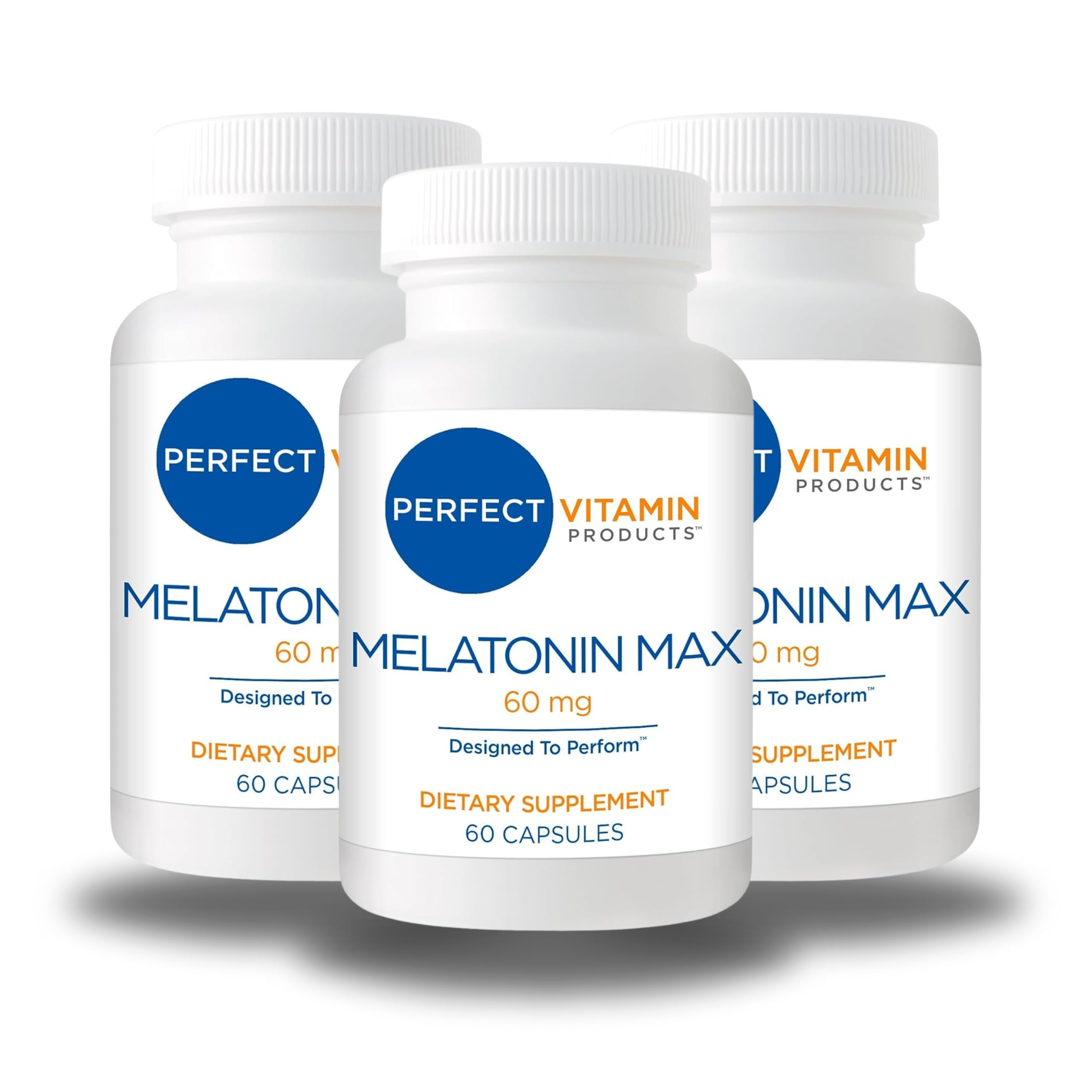 Perfect Vitamin Products Melatonin MAX 60mg bottle front supports a consistent nightly routine