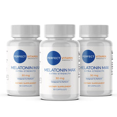 Perfect Vitamin Melatonin Max capsule closeup for nighttime routine support