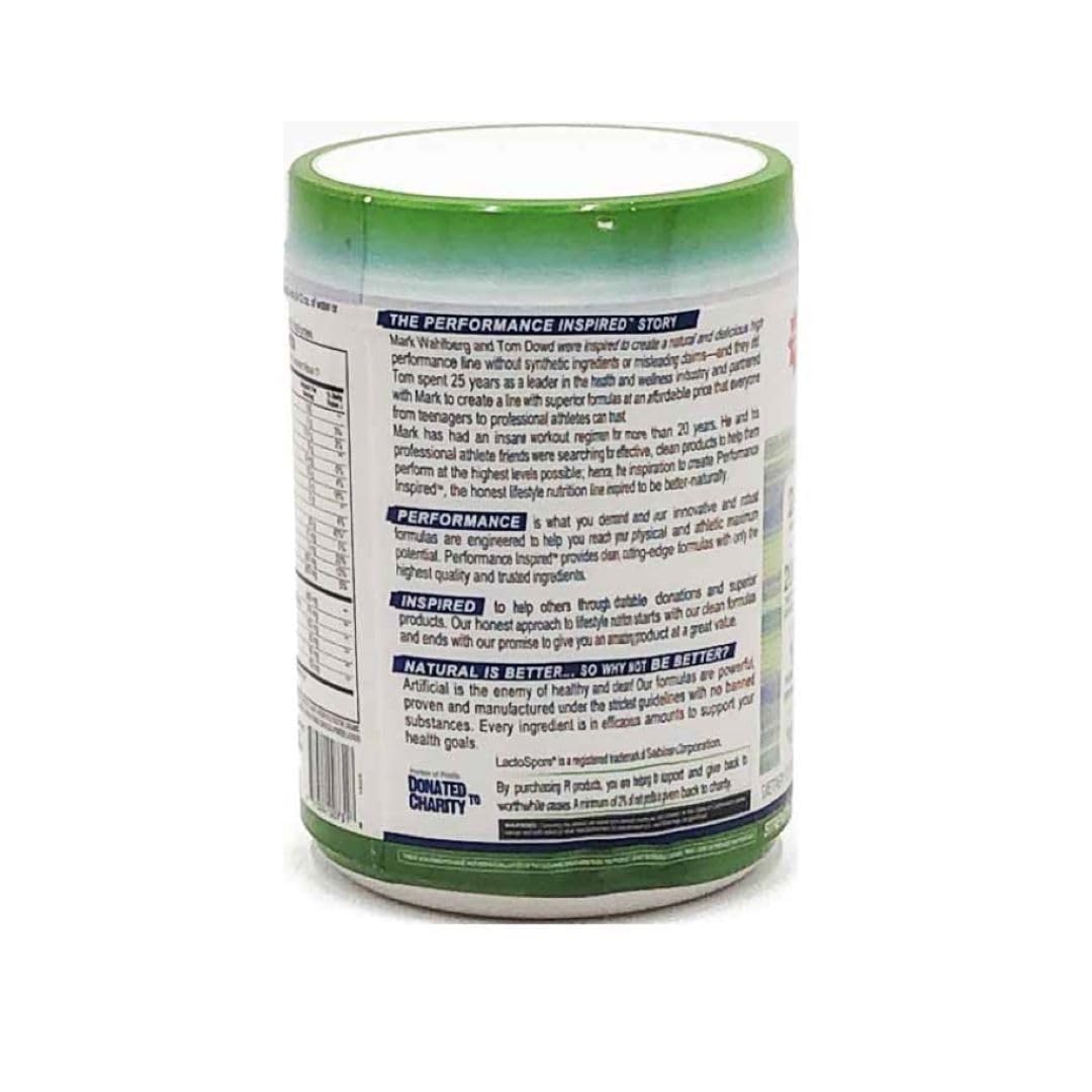 Performance Inspired ingredient list emphasizes probiotic and fiber-rich formula.