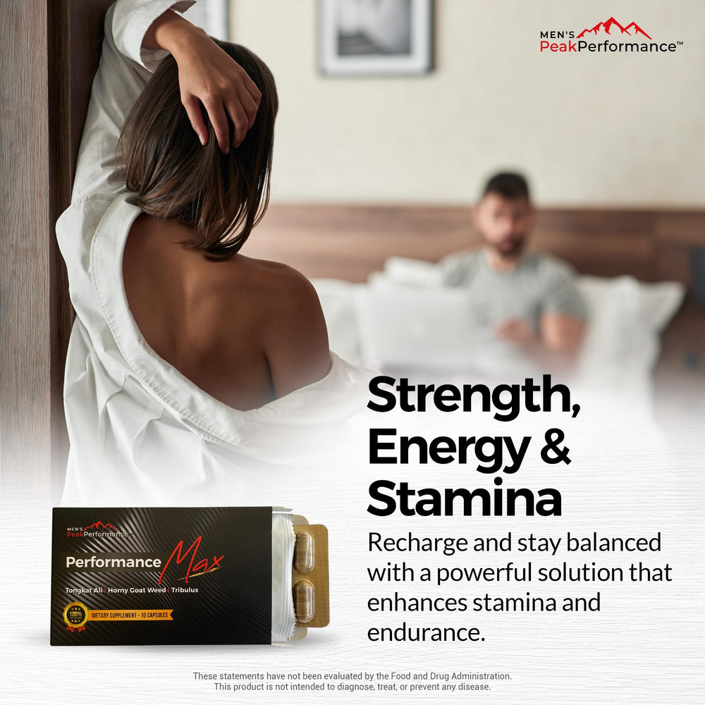 PerformanceMax L-Arginine formula visual indicating circulation and stamina benefits.