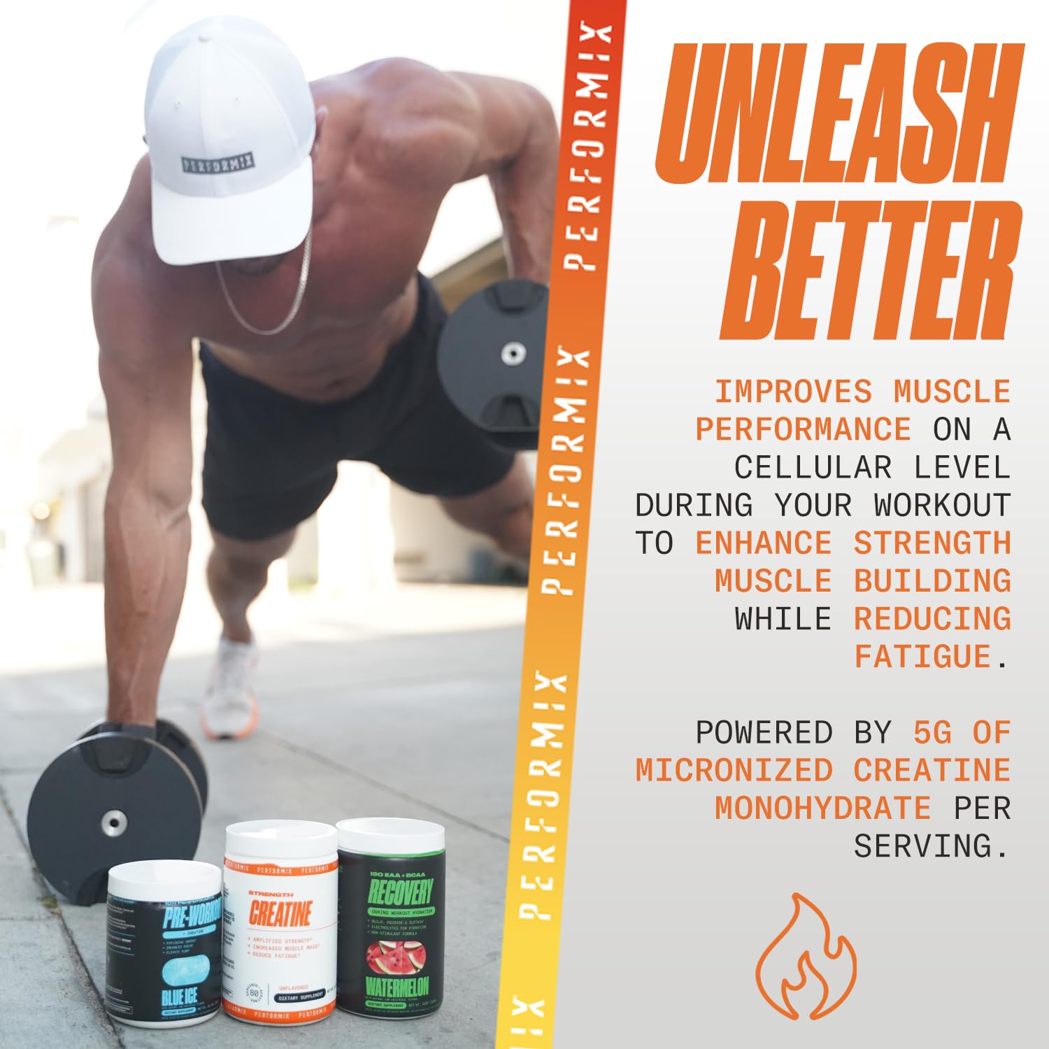 PERFORMIX Creatine Monohydrate unflavored powder mixes into juice or shake.