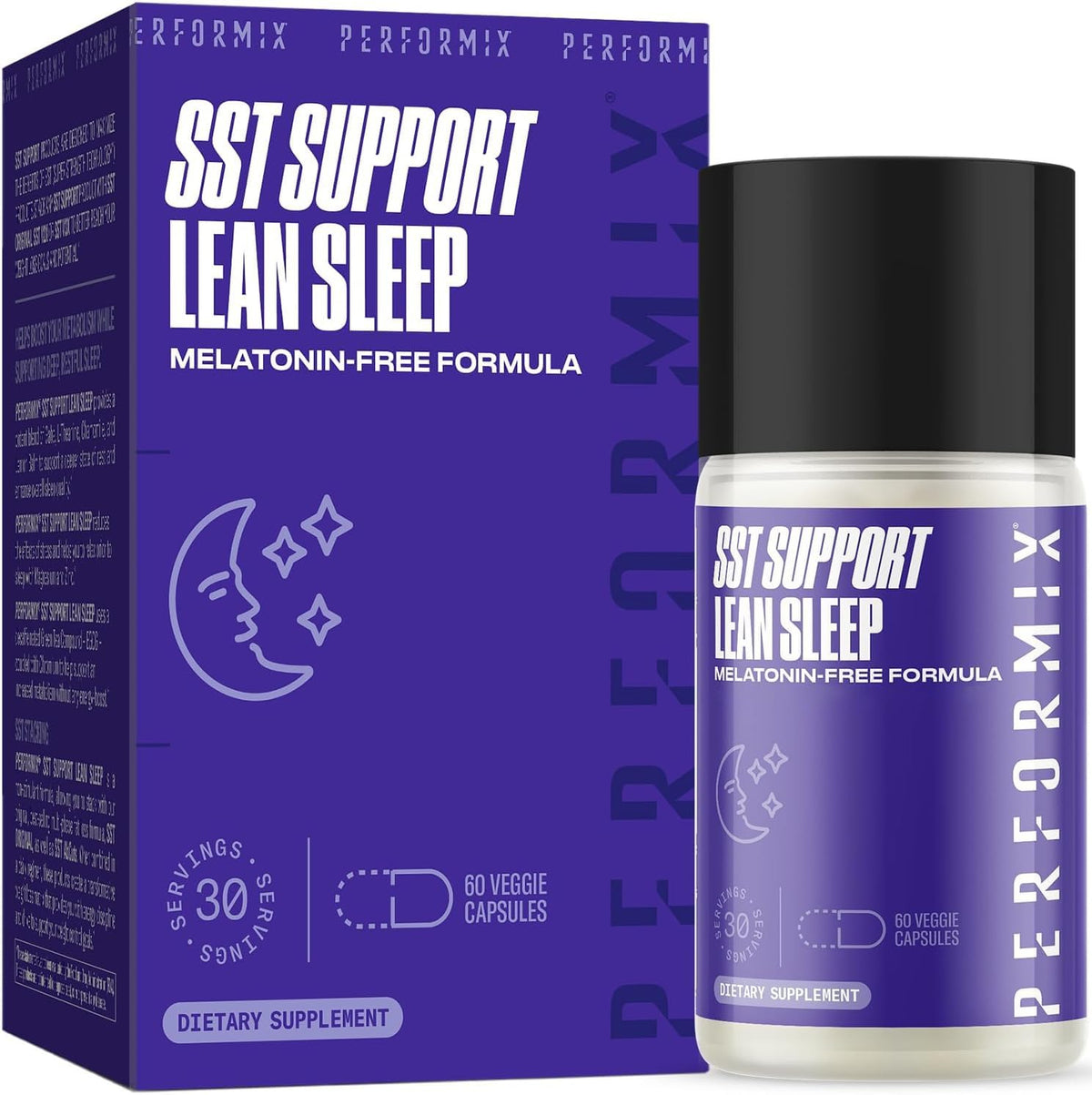 PERFORMIX SST Support Lean Sleep bottle on a nightstand, promoting a calm evening routine