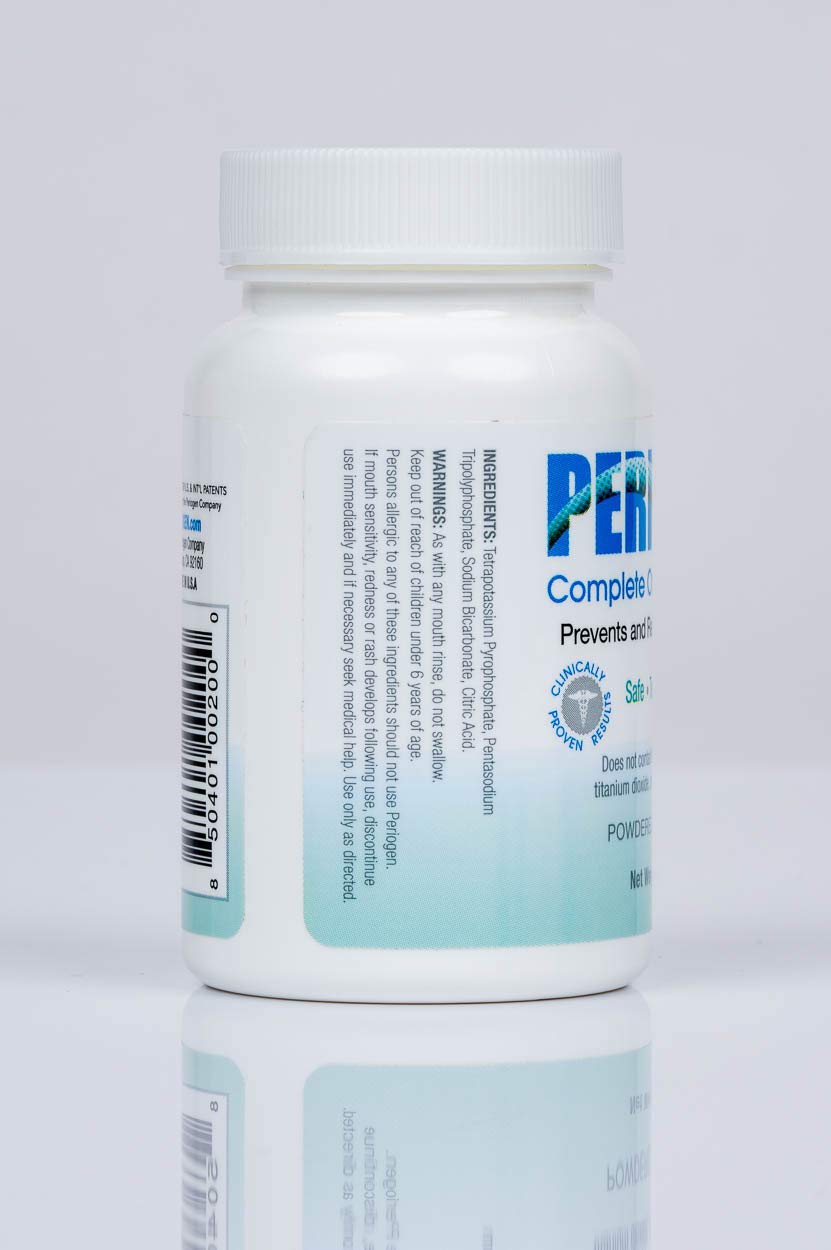 Periogen rinse used with an oral irrigator for versatile home care