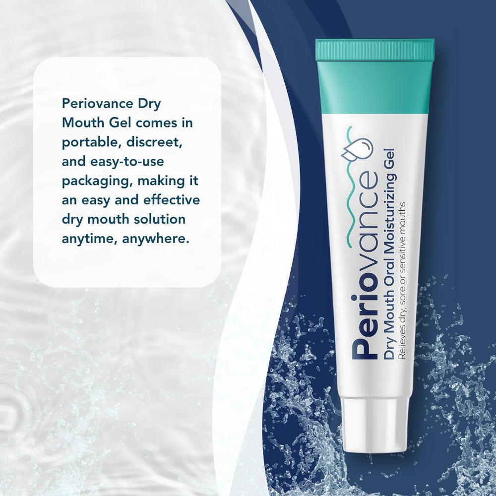 Periovance dry mouth gel tubes on-the-go near pocket for quick moisturization