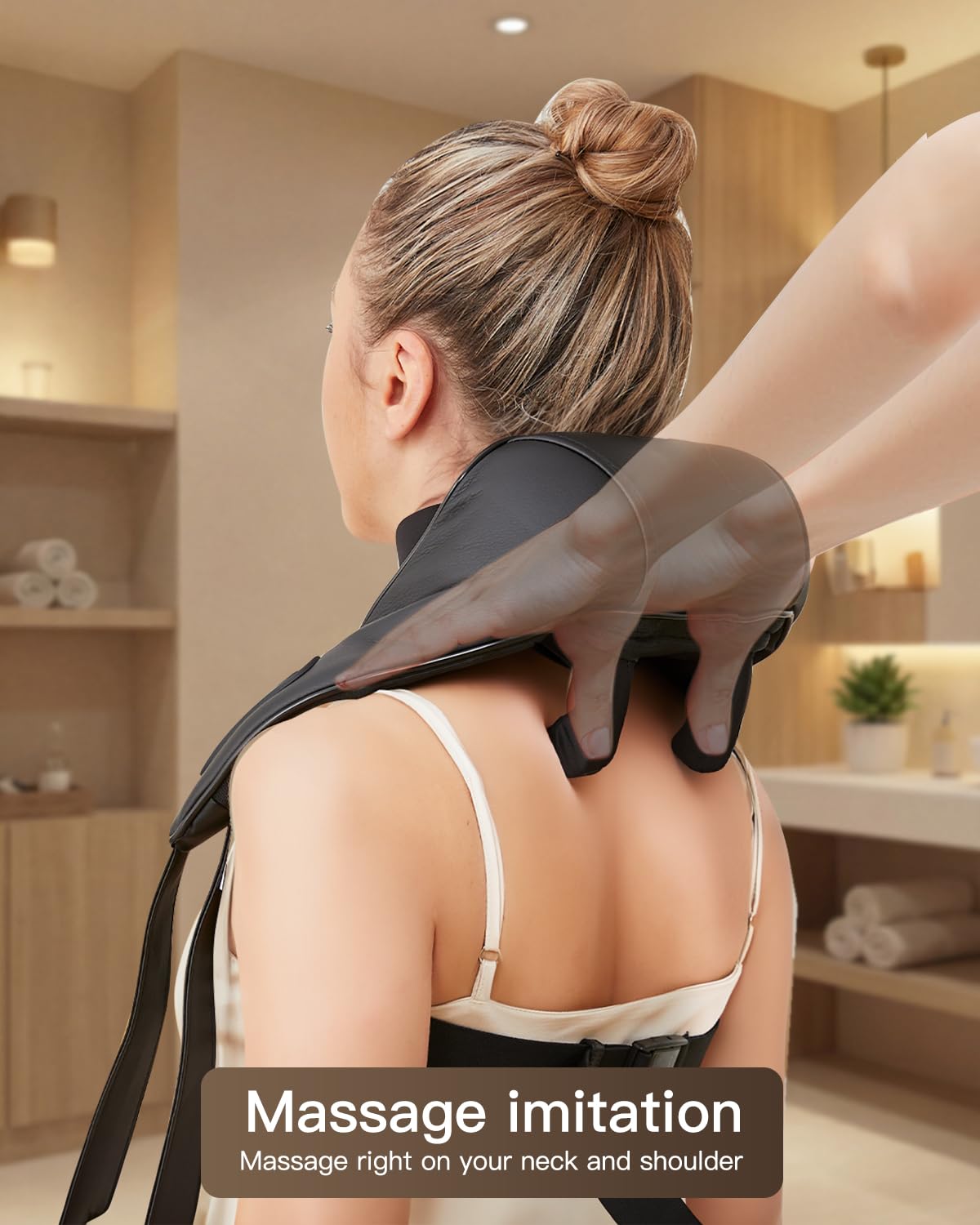 Close-up of PERLEVI shiatsu kneading nodes for neck and shoulders