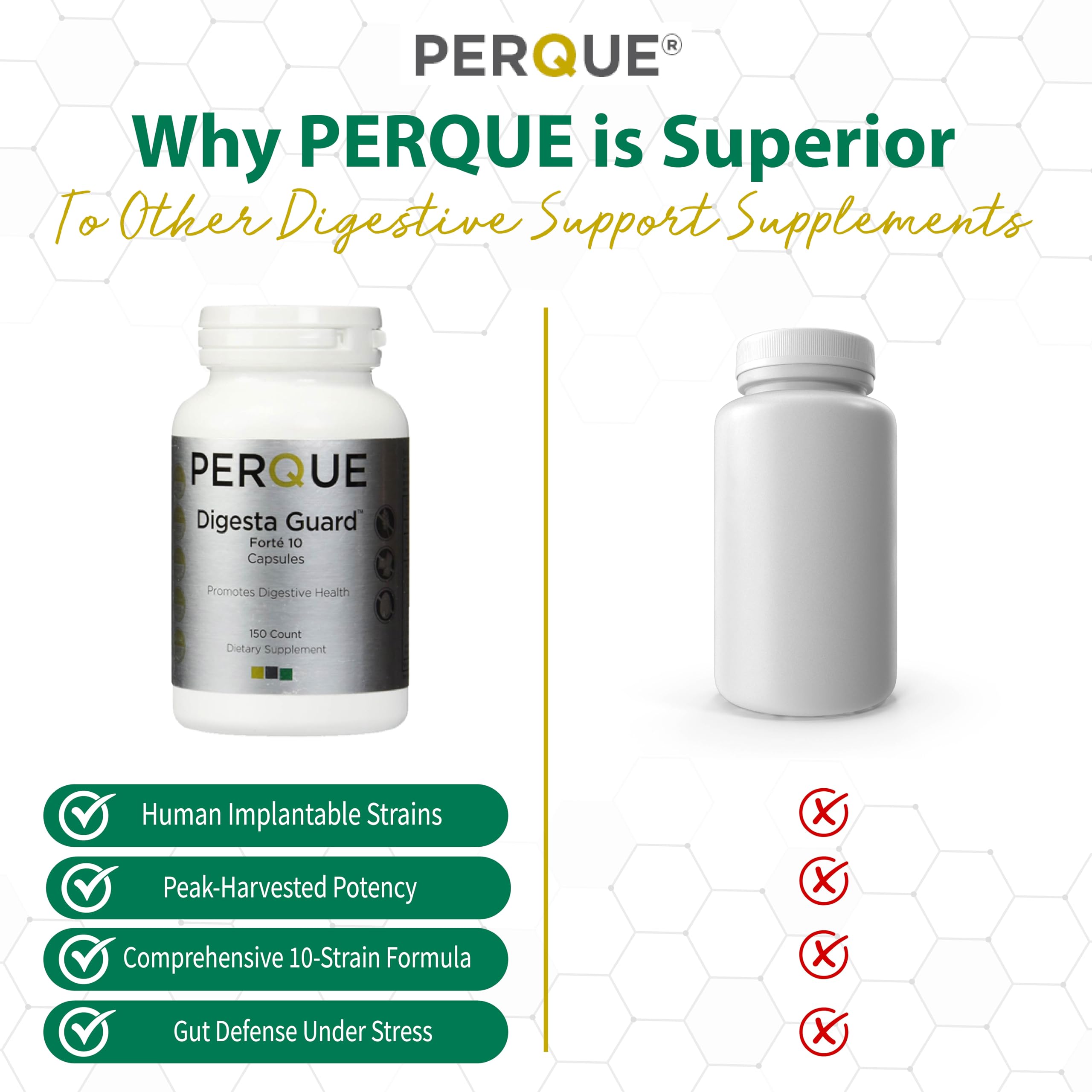 PERQUE Digesta Guard Forte nutrition facts highlighting CFU count