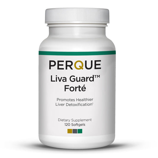 PERQUE Liva Guard Forte bottle front view highlighting liver support and detox-friendly routine