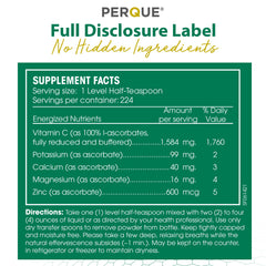 PERQUE Mineral blend includes magnesium, potassium, zinc, and calcium