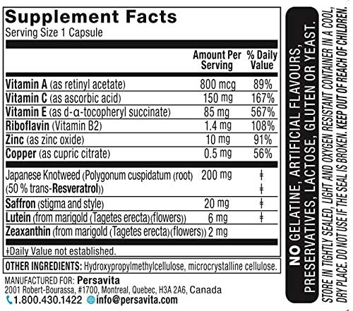 Persavita Saffron 2020 capsules ready for daily use in a vegetarian formula