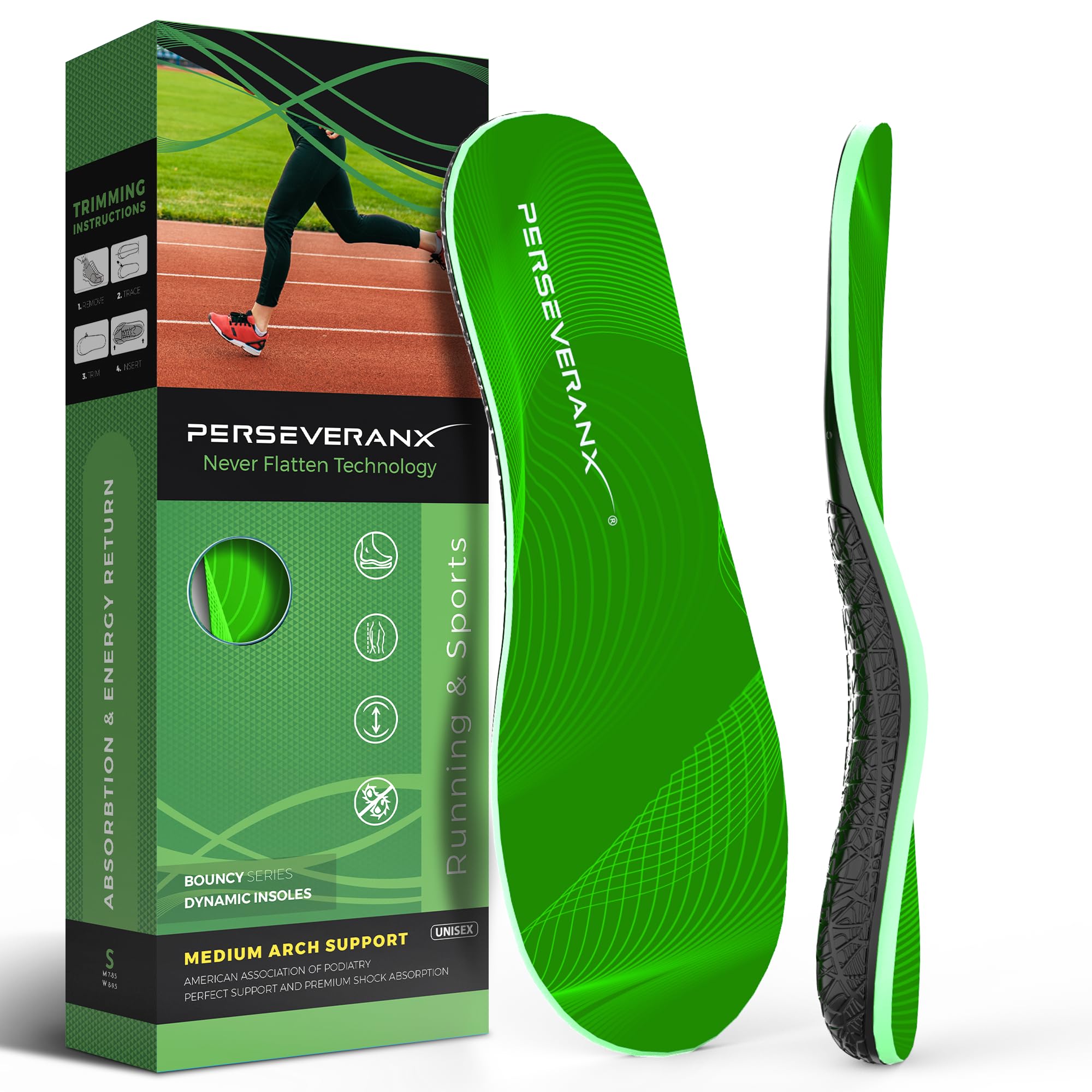Per perseveranx NASA insoles with energizing cushioning for daily walking comfort.