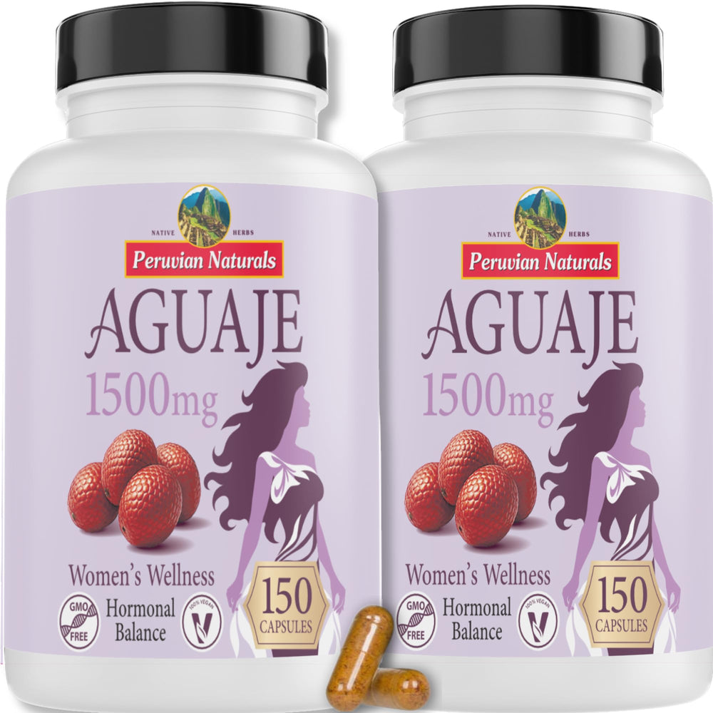 Peruvian Naturals Aguaje capsules bottle front for everyday women's wellness.