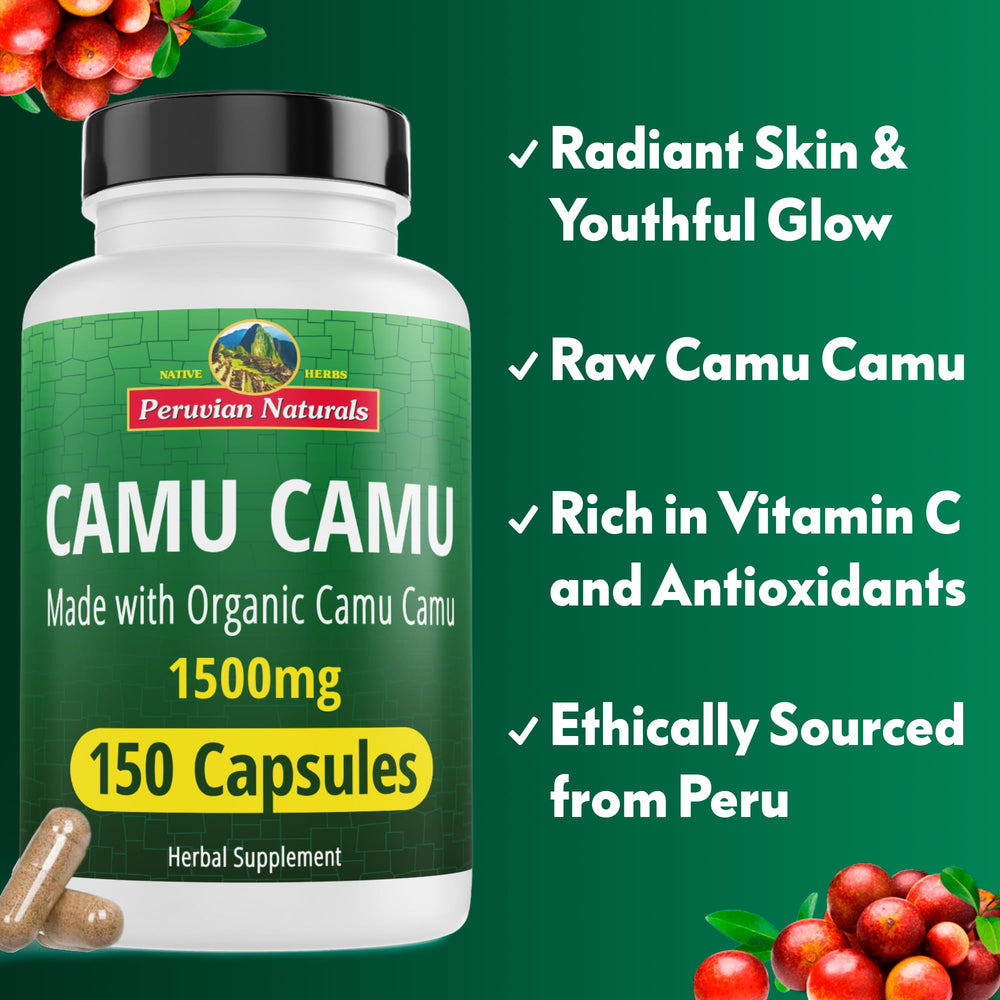 Camu Camu powder teaspoon measuring the natural vitamin C content from berries.