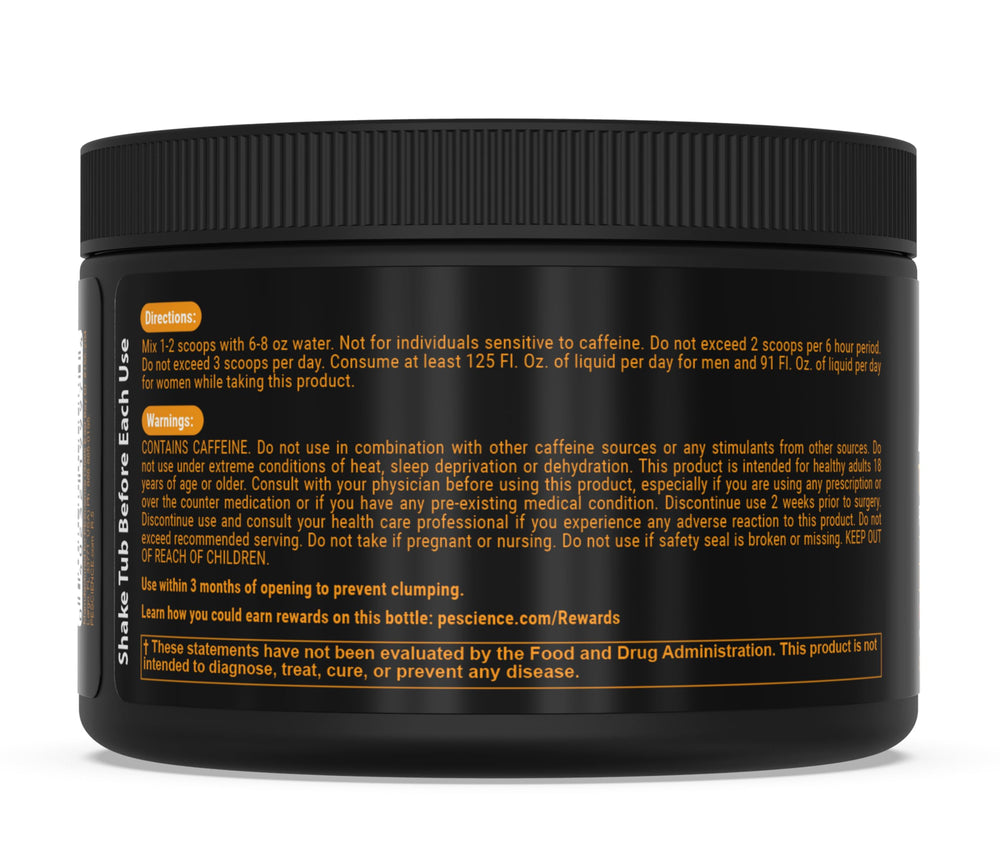 PEScience Alphamine ingredients close-up conveys quality and targeted support.