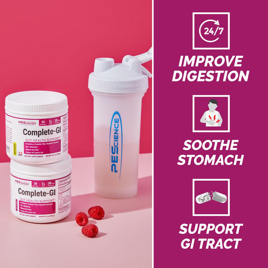 PEScience Complete-GI powder dispense demonstrates easy scoop for daily use.