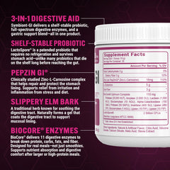 PEScience Complete-GI powder in glass highlights raspberry flavor and smooth texture.