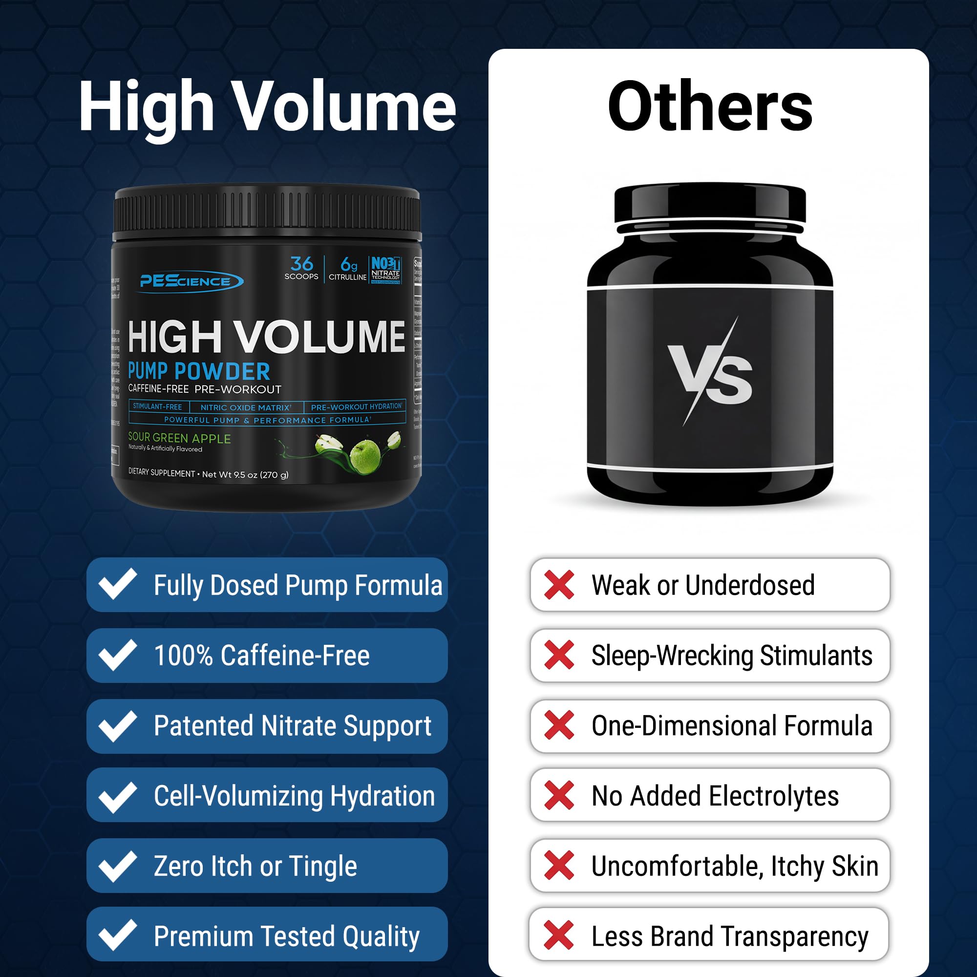 PEScience High Volume preworkout mixed in glass, smooth flavor and consistent texture