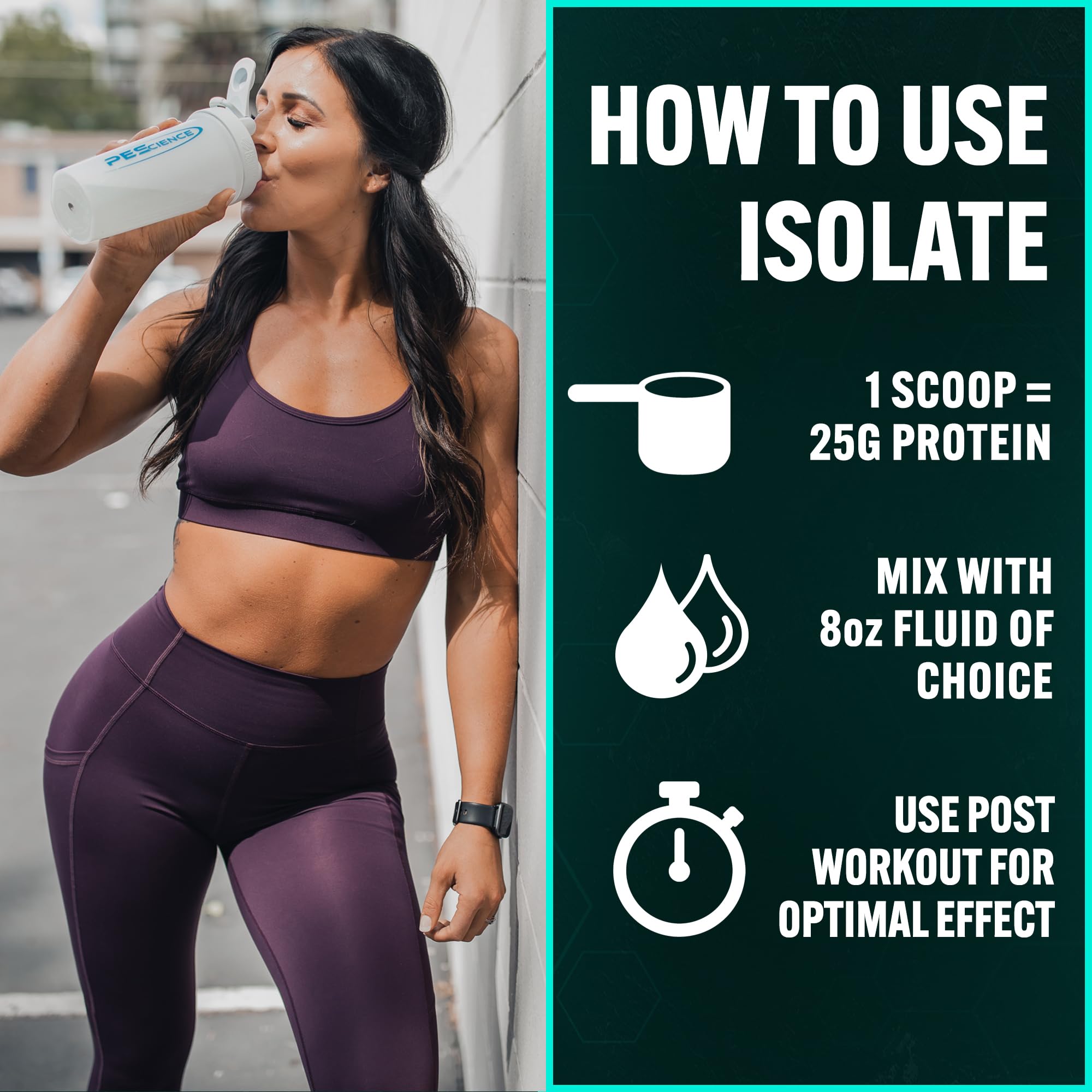 PEScience Isolate bottle highlighting lactose free and dairy friendly protein option