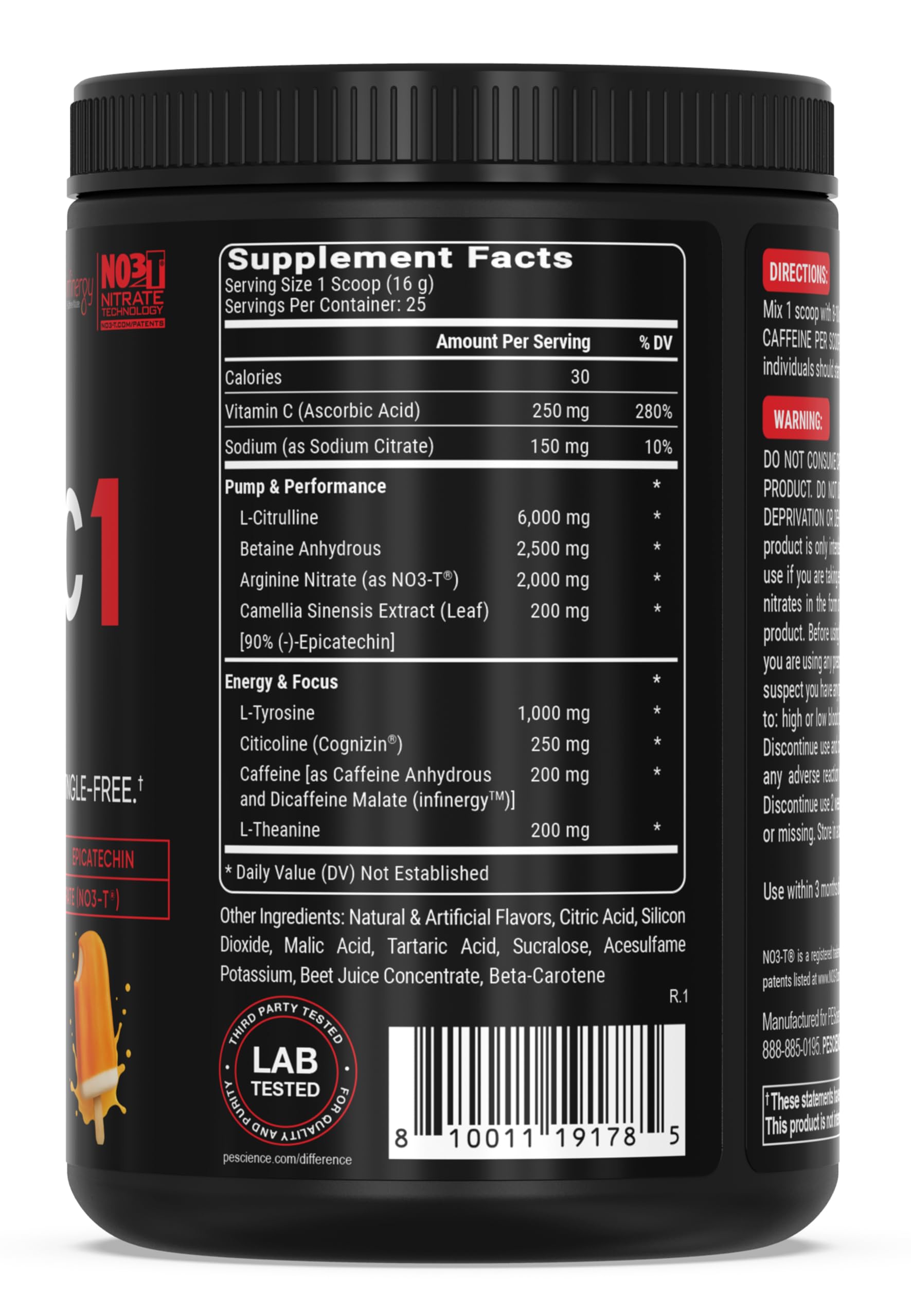 PEScience Prolific-1 one scoop illustrates convenient pre-workout serving.