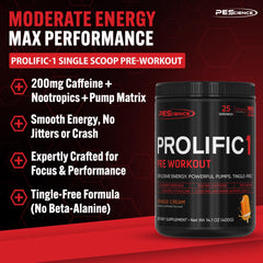 PEScience Prolific-1 powder mix highlights NO3-T and Cognizin.