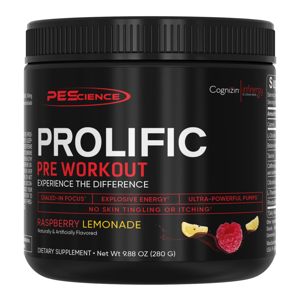 PEScience Prolific bottle pour delivers clean energy during workouts.