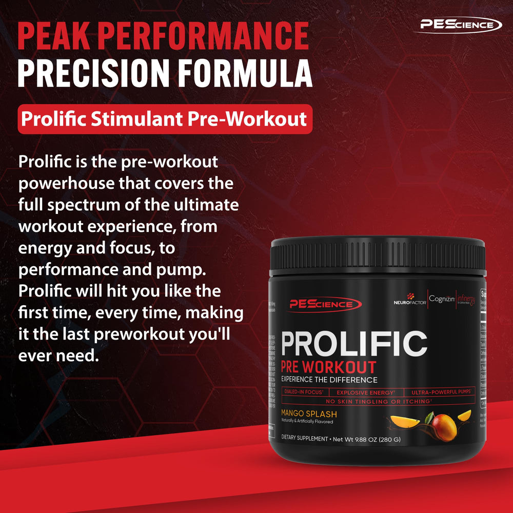 PEScience Prolific scoop with powder signaling quick-acting energy