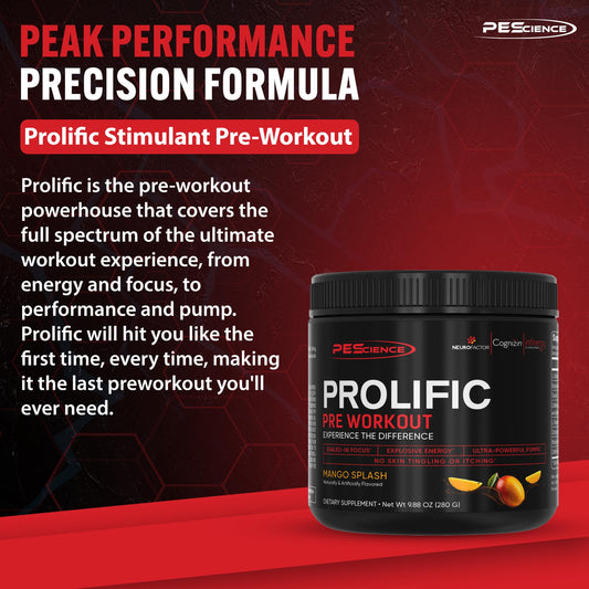PEScience Prolific scoop with powder signaling quick-acting energy